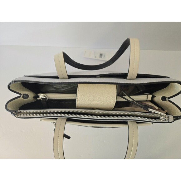 Calvin Klein Women's Hadley Tote Bag 2 in 1 Vegan Leather 5 Pockets Black/White - Picture 5 of 11